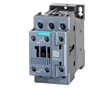 SIEMENS 3RT6025-1BB40 คอนแทคเตอร์ 3 เฟส, 24V DC, 17A, ขนาด S0 พร้อมอุปกรณ์เสริม 3RH6911-1HA11