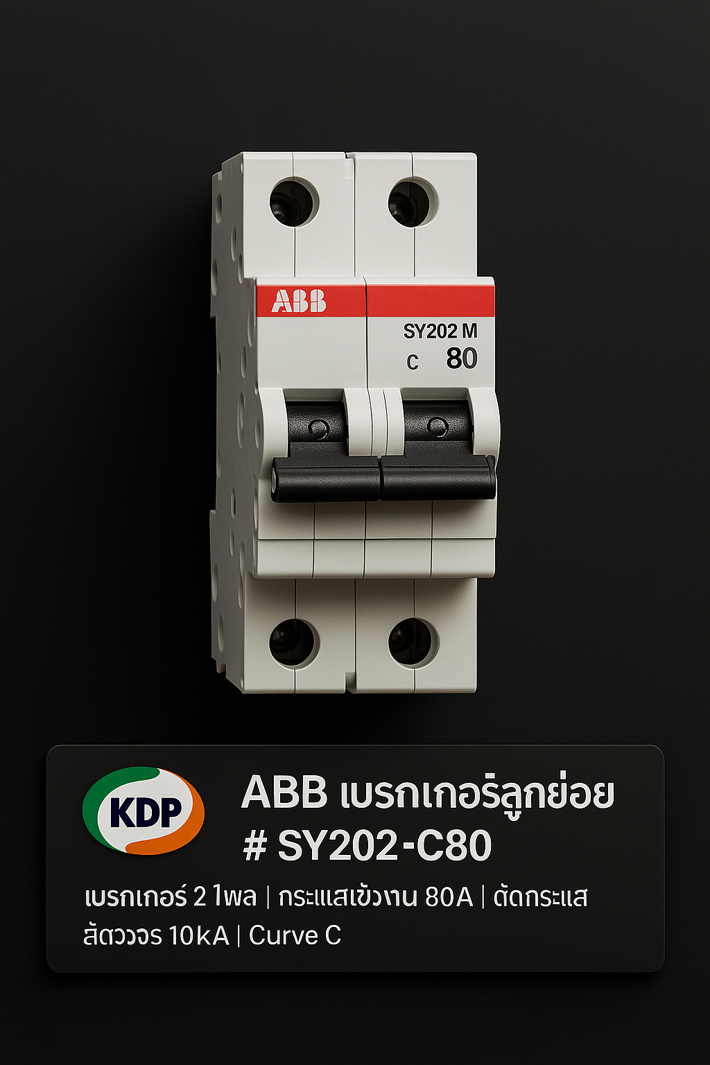 ABB Miniature Circuit Breaker รุ่น SY202-C80 ขนาด 2 โพล 80 แอมป์ 10kA