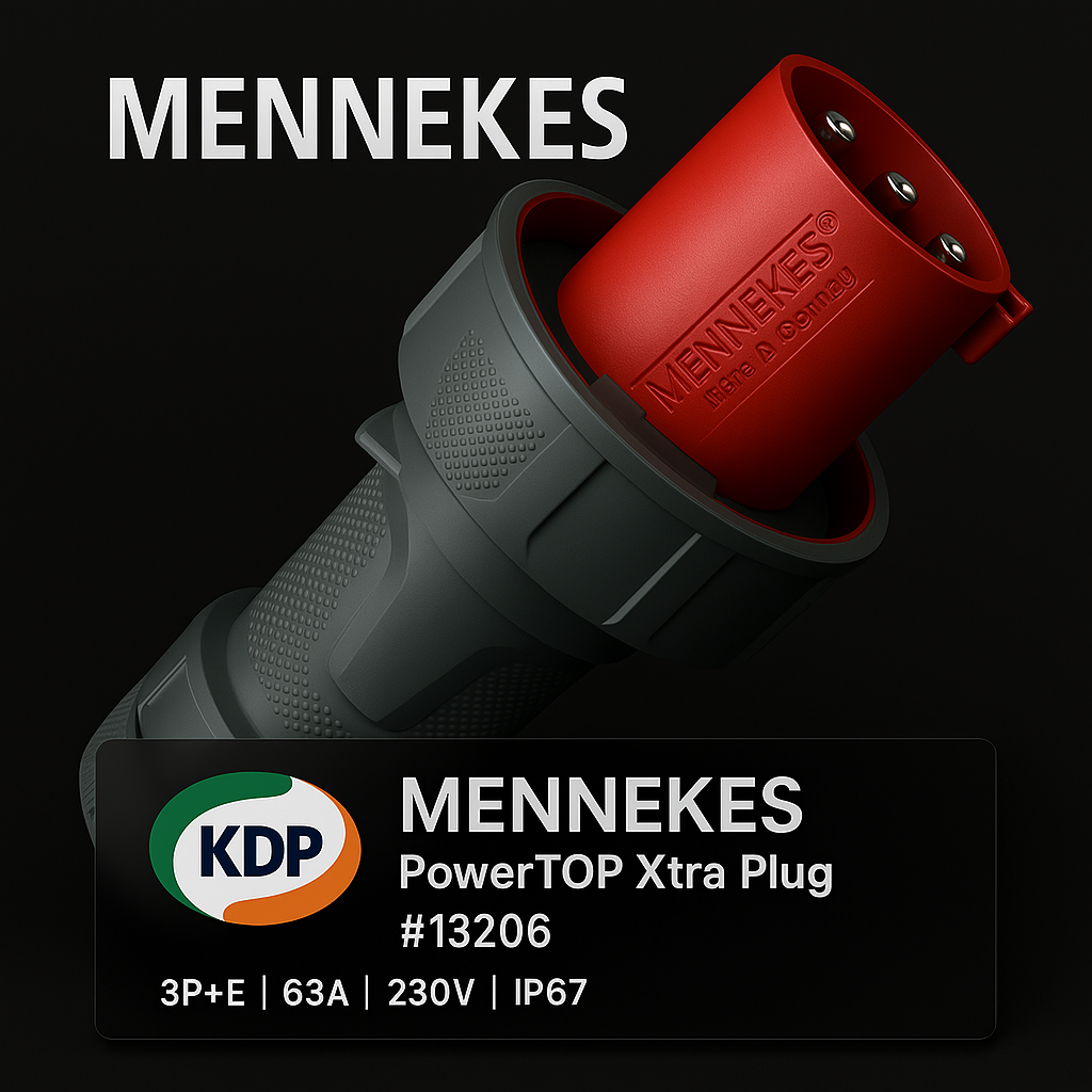 MENNEKES 13206 ปลั๊กไฟฟ้าอุตสาหกรรม 3P+E 63A 400V IP67 (PowerTOP Xtra R)