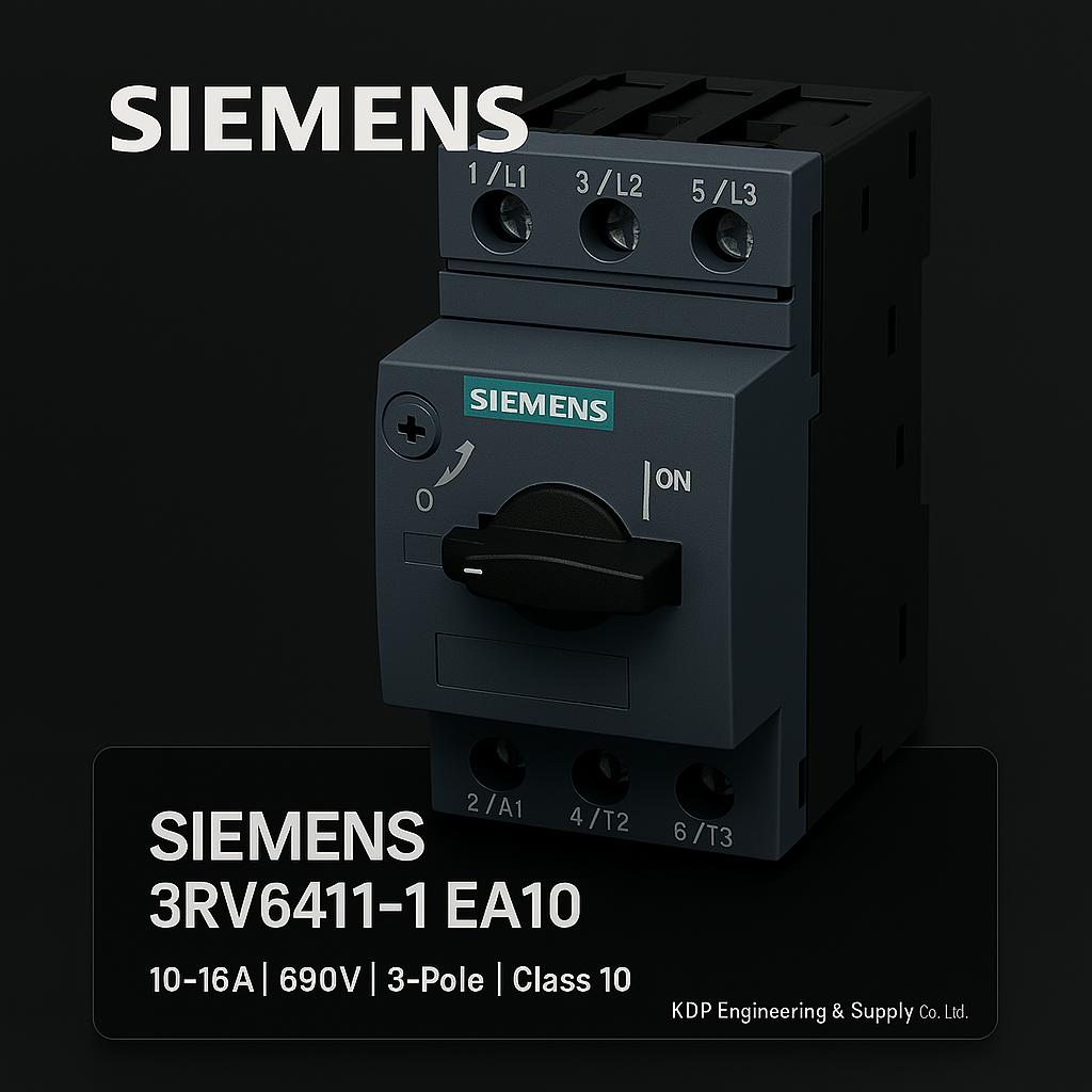 SIEMENS 3RV6411-1EA10 เบรกเกอร์ป้องกันหม้อแปลง, ขนาด S00, 4A, สำหรับการป้องกันหม้อแปลง