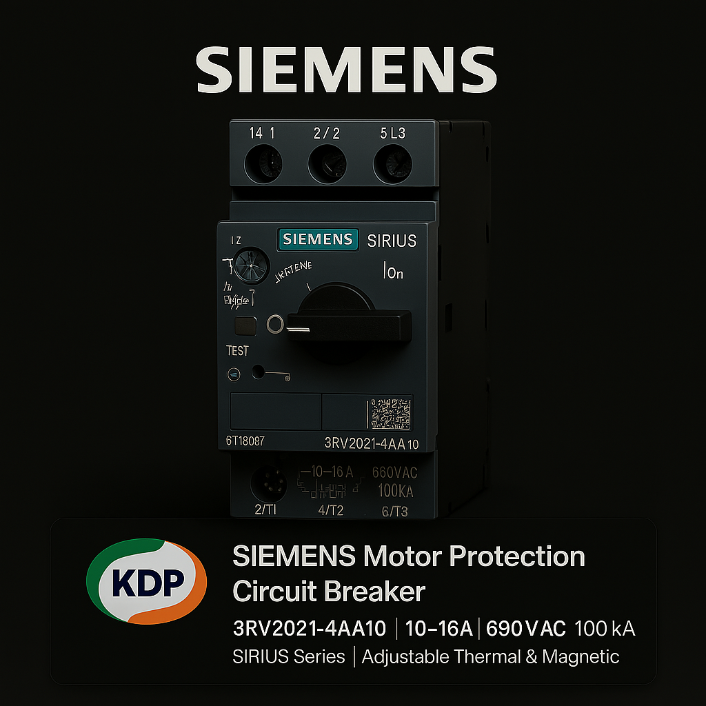SIEMENS Breaker 10-16A 3RV2021-4AA10 – เซอร์กิตเบรกเกอร์ป้องกันมอเตอร์ 10-16A สำหรับงานอุตสาหกรรม
