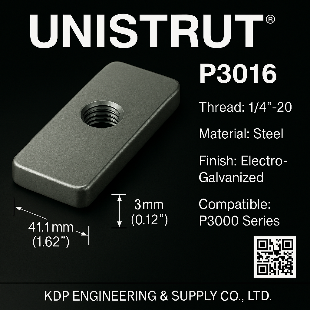 น๊อตเชื่อมแผ่นเรียบ UNISTRUT P3016 1/4"-20 สำหรับราง P3000 Series