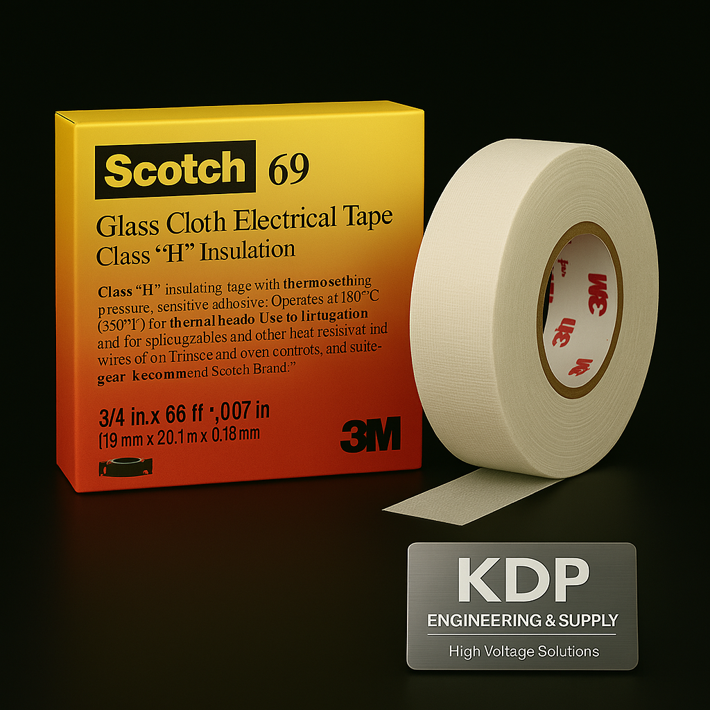 3M เทปใยแก้ว รุ่น 69 | ทนความร้อนสูง ฉนวนไฟฟ้า ขนาด 3/4 นิ้ว สำหรับงานไฟฟ้าแรงสูง