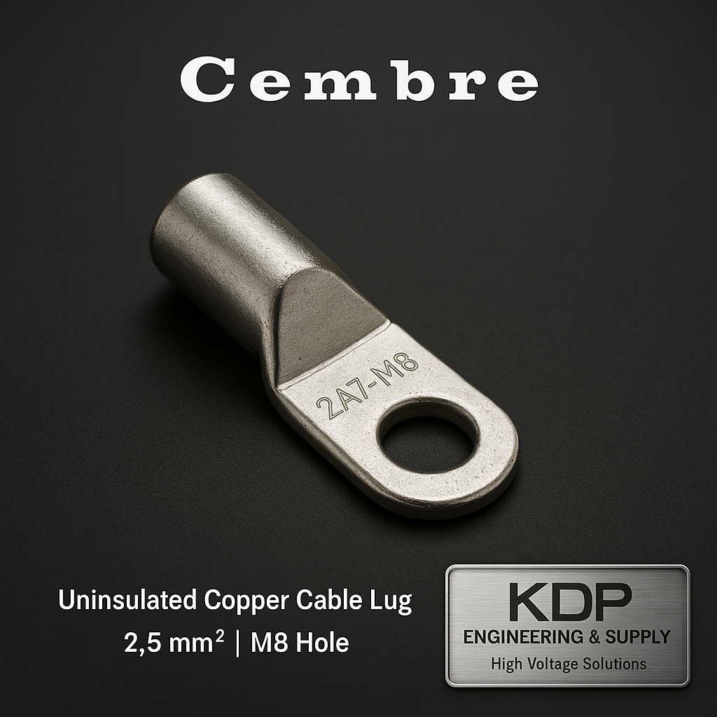 CEMBRE 2A7-M8 หางปลาทองแดงชนิดหนา | 35 mm² | ไม่หุ้มฉนวน | Copper Tube Terminal | Heavy Duty | M8 Stud
