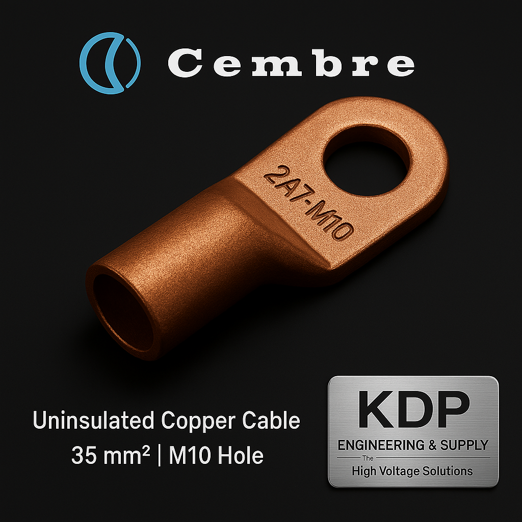 CEMBRE 2A7-M10 หางปลาทองแดงชนิดหนา | 35 mm² | ไม่หุ้มฉนวน | Copper Tube Terminal | Heavy Duty | M10 Stud