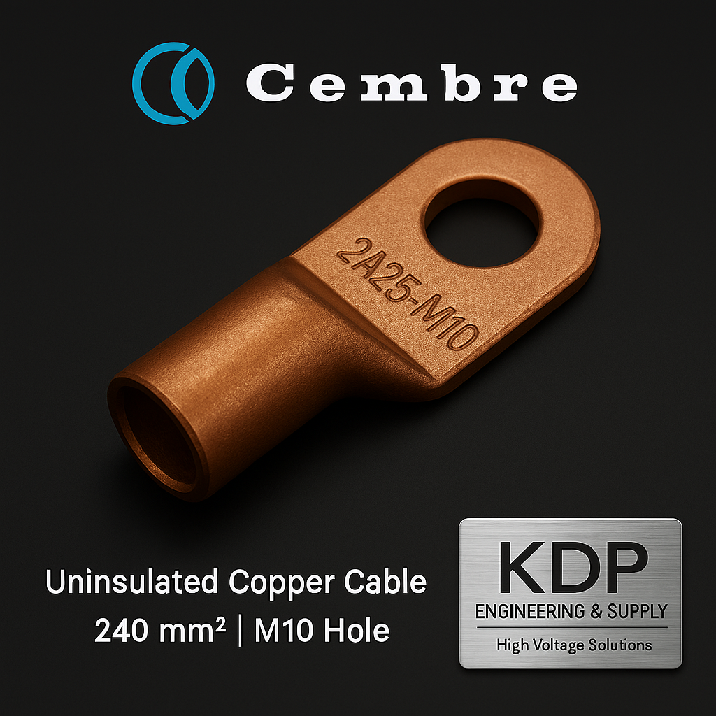 CEMBRE 2A25-M10 หางปลาทองแดงชนิดหนา | 95 mm² | ไม่หุ้มฉนวน | Copper Tube Terminal | Heavy Duty | M10 Stud