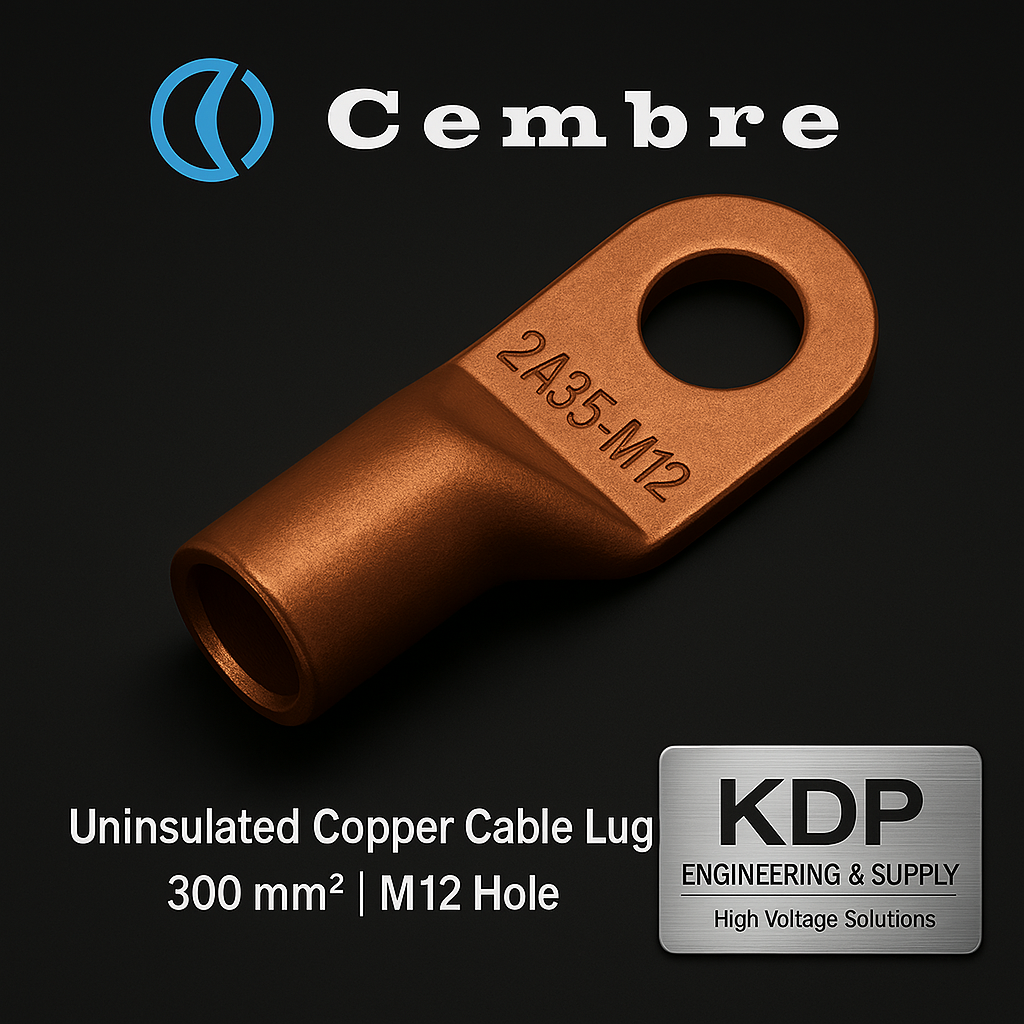 CEMBRE 2A35-M12 หางปลาทองแดงชนิดหนา | 120 mm² | ไม่หุ้มฉนวน | Copper Tube Terminal | Heavy Duty | M12 Stud